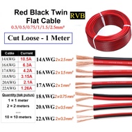 [1 Meter] Red Black Twin Flat Cable 22AWG 20AWG 18AWG 17AWG 16AWG 14AWG Kabel Wayar Wire Power Cable