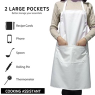 1PC Kitchen apron white cotton apron waterproof Pure color apron Full apron chef apron