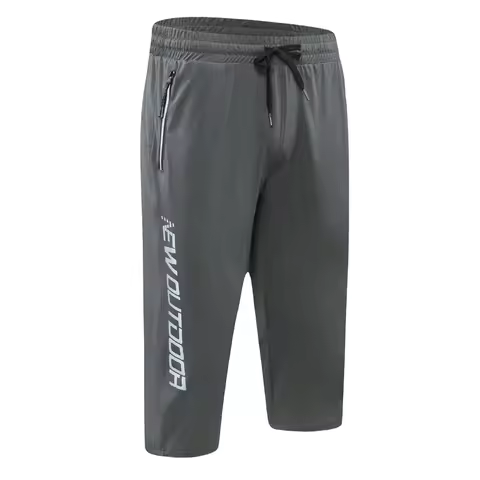 Men 3/4 Trousers Sport Outdoorwear New Summer Thin Quick Dry Running Training Sweatpants Zipper Pock