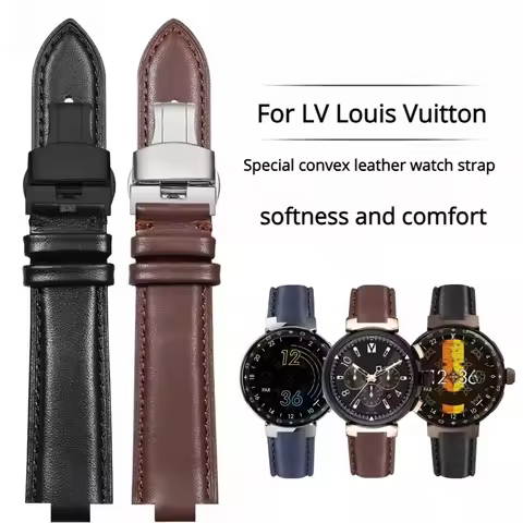 19*10mm 21*12mm Mouth Cowhide watch starp for LV Louis Vuitton Smart Watch Tambour Series Genuine le