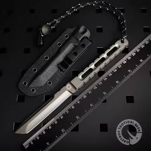 CRETACE 'INFANTRY' Series DC53 Steel Fixed Blade Integrated Knife Black Coated Military Combat Self 