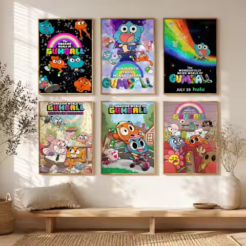 T-The Amazing World of Gumball Poster All-match HD Waterproof Self-Adhesive Wall Art Sticker For Hom