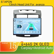 STAPON 13inch 6+64GB for toyota-avanza-2011-2018 android15 2k 1920x1200p screen carplay android auto