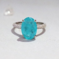 Oval Cut big 10*14mm Lab emerald Paraiba Tourmaline Pariba Gemstones Diamond Finger Rings with stone