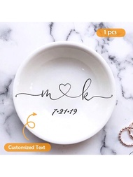 1pc Ceramic Round Jewelry Tray, Customized Jewelry Dish For Wedding, Engagement, Proposal, Birthday