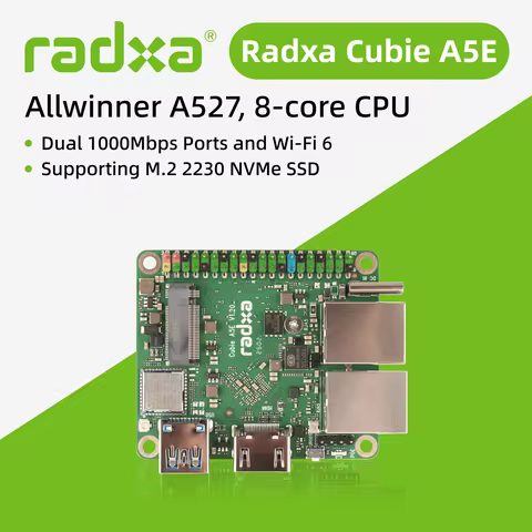 Radxa Cubie A5E, 8-core CPU, Dual Gigabit Ethernet Ports,Supporting M.2 2230 NVMe SSD