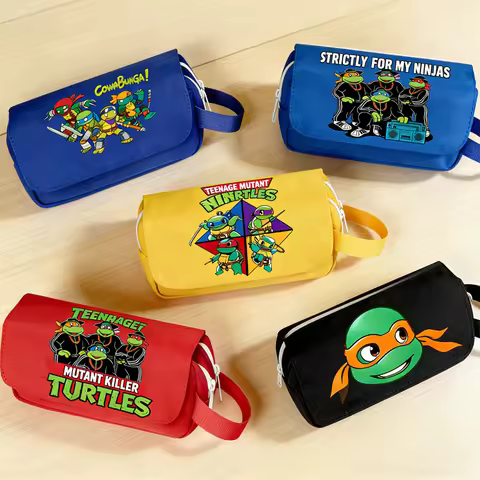 Teenage Mutant Ninja Turtles Pencil Case Convenient Double-layer Pen Bag Cute School Supplies Anime 