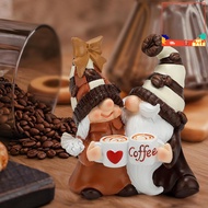 TW-Coffee Couple Gnome Figurine Resin Dwarf Statue Faceless Elf Sculpture Christmas Home Office Cafe