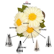 Set of 4 icing nozzles (352. 104, 02, 06), flower nozzle, icing nozzle, ice cream pump head, flower 