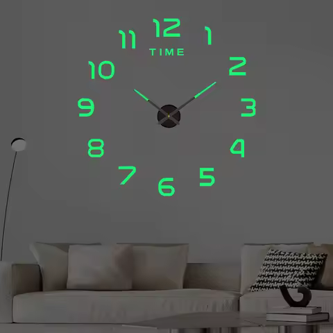 【F】Bedroom Decor Clock Large 2D Wall Clock Living Room Large Garden Acrylic Mirror Sticker Decoratio