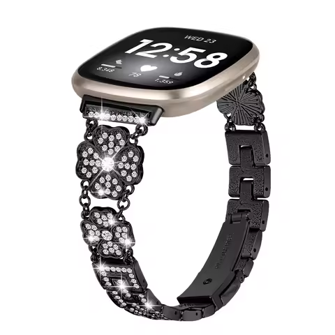 For fitbit sense sense 2 band Stainless Steel Clover Diamond Watchband Bracelets strap for fitbit ve