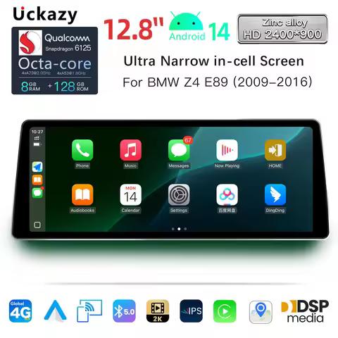 12.8 Inch Android 14 2400x900 Wireless CarPlay Multimedia Player for BMW Z4 E85 E89 2002 2016 Radio 