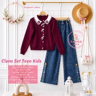 SET CLARA CARDI SWEATER ANAK PEREMPUAN BAHAN RAJUT PREMIUM DAN CELANA COCOK UNTUK ANAK REMAJA