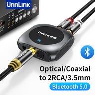 Unnlink DAC Audio Converter Digital To Analog Adapter Bluetooth 5.0 Optical Coaxial SPDIF to RCA 3.5mm Jack Audio Amplifier