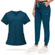 VIAOLI Scrubs for Women V-neck Scrub Set with 8 Pocket Yoga Waistband Jogger Pants - Womens Scrub Nu