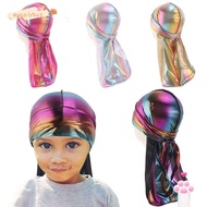 EU-FASHION Imitation Silk Pirate Hat, Long Tail Durag Elastic Headwrap, Children's Accessories Pre-Tied Hip Hop Baby Headscarf Hat Boy