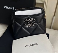 減價❣️Chanel 19 吐司包 cardholder Wallet purse 黑銀 羊皮 卡包 銀包 零錢包 card holder 26c