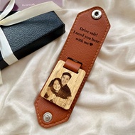 Personalized Keychain Narra Wood Vegan Leather Laser Engraved