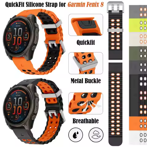 22mm 26mm Quickfit Silicone Strap for Garmin Fenix 8 8 Pro 51mm 47mm Quatix Tactix 8 51MM 47MM Endur