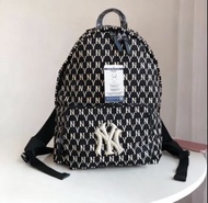 MLB 經典款大容量女士復古老花印標百搭大號背包（Outlet原廠正品）