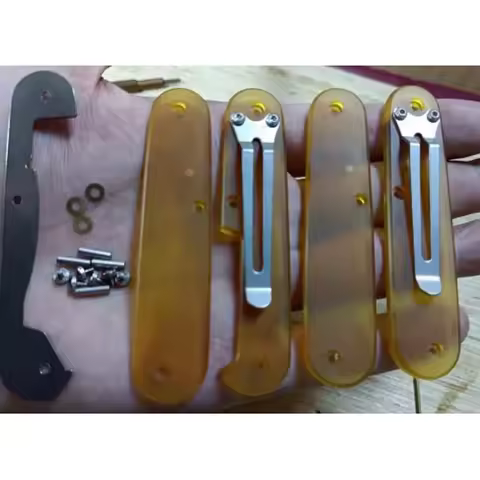 1 Pair ULTEM PEI Scales with Pocket Clip，Titanium Liners for 84mm Victorinox Swiss Army Knife