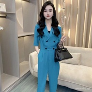 Suit Jumpsuit Tide2024Jumpsuit New Suit plus Size Summer Korean Style Women's Cropped Fashion Temperament Slimming