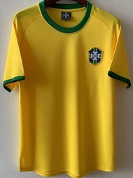 In 1970 Brazil home throwback jerseys football shirt yellow tops football jersey soccer shirt เสื้อฟุตบอลยุค90 เสื้อฟุตบอลย้อนยุค เสื้อบอล เสื้อกีฬาผู้ชาย