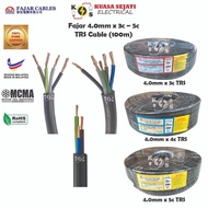 Fajar 4.0MM / 3 Core / 4 Core / 5 Core TRS Cable Core Black 100% Pure Copper [100 METER PER ROLL]