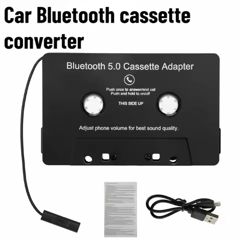 Bluetooth 5.0 Car Cassette Adapter Wireless Audio Receiver MP3 4-Channel Cassette to CD Converter fo