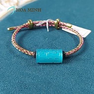 Vòng tay sợi dây cáp phối lu thống đá Amazonite size 11x20 li chạm khắc hoa văn thanh lịch, thời tra