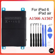 แบตเตอรี่ ipad Air 2 ipad 6 แบตเตอรี่ทดแทนสำหรับ ipad 6 Air 2 A1566 A1567 แบตเตอรี่ภายใน Li - Ion 73