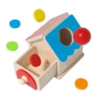 Wooden Play Kit Montessori Toy Object Permanence Box Coin Box Ball Coin Drop Toy Color Sorting Shape Matching Toy Wooden Learning Toy Gift for Boys Girls