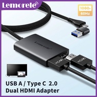 Lemorele HD10 HDMI Splitter Type C to Dual HDMI Adapter HDMI Extender Dual Monitor Docking Station f