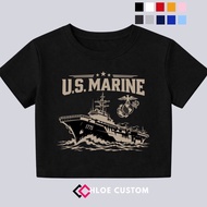 US Marine Classic Distro Croptop T-Shirt Size S-XL