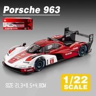 LEO 1:22 Porsche 963 Racing Car Diecast โมเดล รถอัลลอยด์รถยนต์ของเล่นคอลเลกชันของขวัญสําหรับเด็กชายส