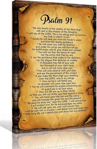 1 Piece Psalm 91 Canvas Print - Modern Bible Verse Wall Art Decor for Living Room Unframed 24x36inch