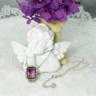 墜子 紫黃晶 水晶 紫水晶 長方形 925銀飾 項鍊 寶石 飾品 首飾