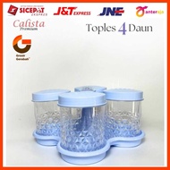 Calista jar set 4pcs + premium crystal leaf tray 60331 random color
