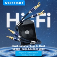 Vention Speaker Wire With Dual Banana Plugs And Dual Spade Plugs Hi-Fi Support For Amplifier Sound R