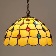 30cm Vintage Hanging Lights Dinning Room Living Room Pendant Lights Baroque Sunflower Design Stained