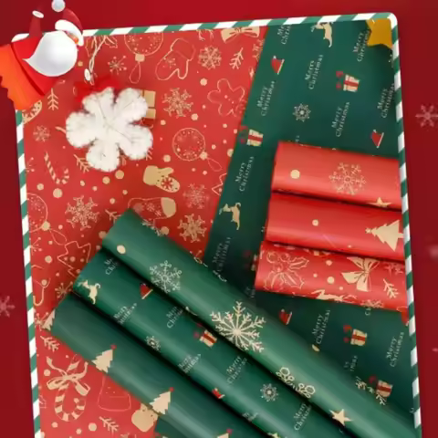 Christmas Wrapping paper - Paper with Red and Green Pattern For -Christmas Elements Collection-2 Rol