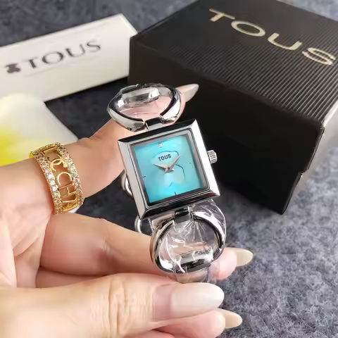 Tous brand new square English-style watch with Spanish cartoon design, student waterproof wristwatch