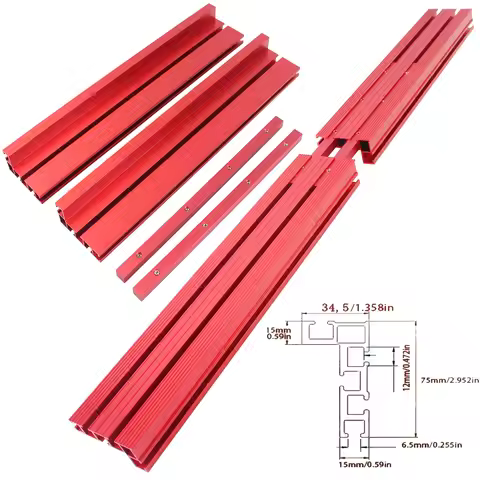 1Set 80cm Splicing Fence with Connecting Strips, Router Table Fence Aluminum T-Track Table Saw Profi