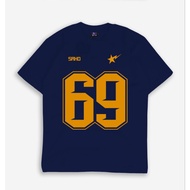 Men's T-Shirt, Baseball Distro T-Shirt Top, 69 Navy Motif