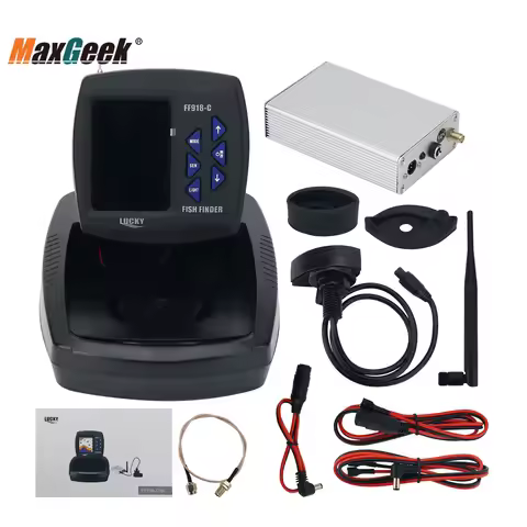 Maxgeek FF918-CWL 500M/1640.4FT Boat Fish Finder Remote Control Sonar Fish Finder with 3.5 Inch LCD 