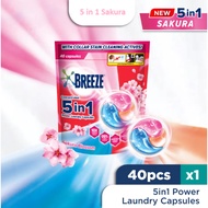 Breeze 5-in-1 Power Laundry Capsules 40 PCS 5in1 [420G] with 10x Cleaning Power - Sakura Blossom