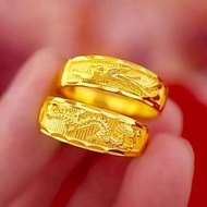Couple Ring 2pcs Gold 916 Original Singapore Ring for Men Women Adjustable (A Pair) Couple Ring Valentine's Day Gift
