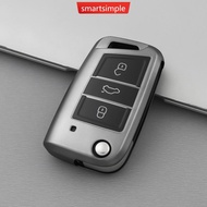 SMARTSIMPLE TPU Car Flip Key Case Cover Shell Fob For VW Volkswagen Golf 7 MK7 Tiguan MK2 O7R8