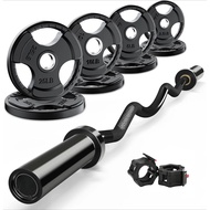 2 Inch Ez Curl Bar With Weights, 700lbs Weight Capacity Olympic Curl Barbell For Bicep, Tricep And W