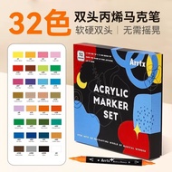 Arrtx 32/64สีสองหัวปากกามาร์กเกอร์สีอะคริลิคเซ็ตปากกามาร์กเกอร์ปลายแปรงสำหรับเพ้นท์หินไม้ผ้าใบงานฝีม